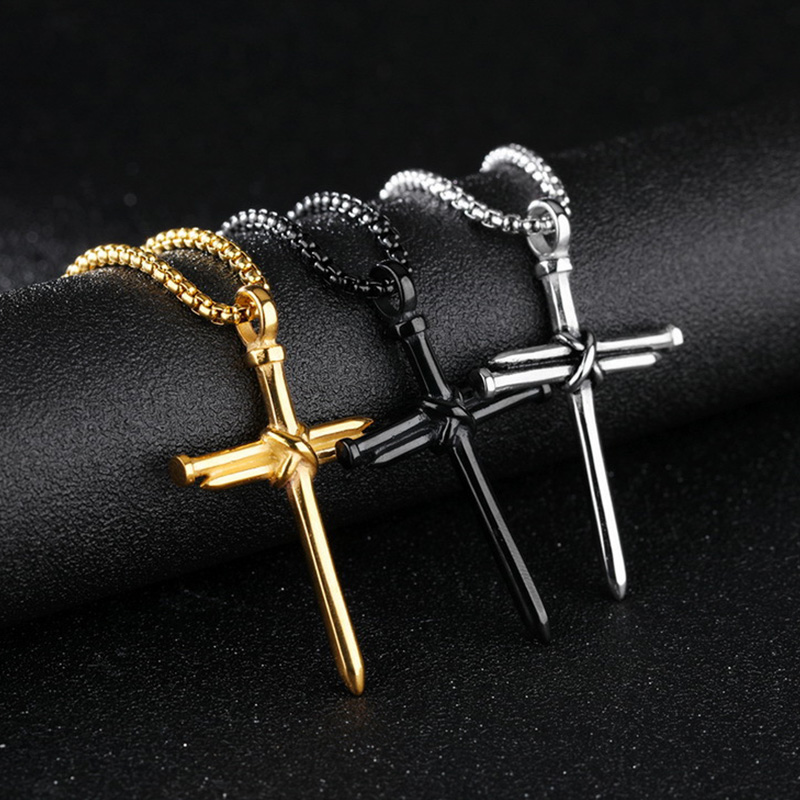 

men necklacesstainless steel cross pendants necklace hip hop gift chain male gold 2020 new wholesale mens pendant Jesus jewerly