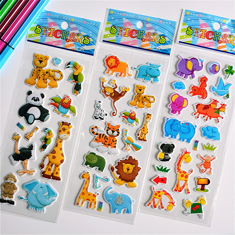 

200 Pcs/set WHolesale 3D Puffy Bubble Stickers Animal Cartoon Princess Cat Waterpoof DIY Baby Toys for Children Kids Boy Girl