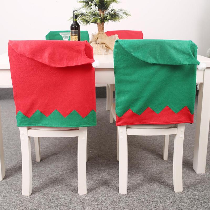 

Christmas Chair Back Cover Lovely Santa Claus Pattern Non-woven Dinner Table Chairs Covers Xmas Party Decorative Accessories