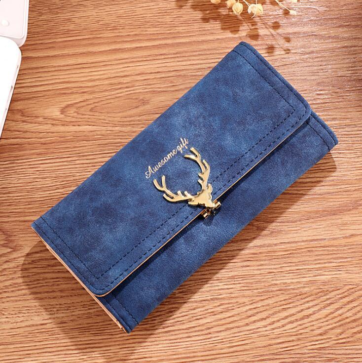 

Factory wholesale women handbag cute little fresh leather long wallet matte folding womens wallets card leathers student fashion purse, Sky blue2(printing box )