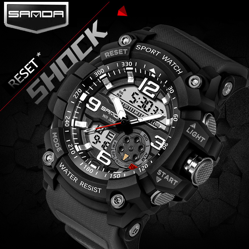 

Dropshipping Men&#39s Military Watch Men 3ATM Waterproof G style Sport Watch Male Clock S Shock Relogio Masculino erkek Saat 75, Red black