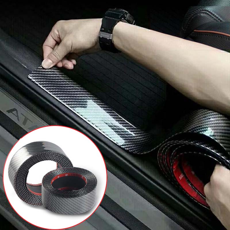 

Car Sticker Carbon Fiber Vinyl 3D Stickers Decals Anti Scratch Protective Strip Film Automobiles Cars Door Sill Trunk Bumper Protector, As pic