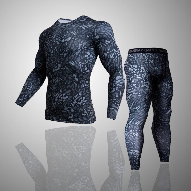 

Fitness Tight Sport Suit Men Long Sleeve Shirt +Pant Men' Running Set Compression Gym Clothing Quick Dry Men' Sportswear