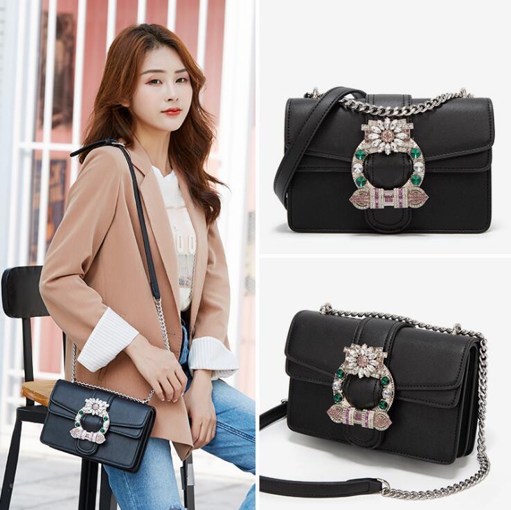 

wholesale women handbag high-quality leather chain bag double-layer clamshell leathers shoulder bags exquisite diamond fashion handbags