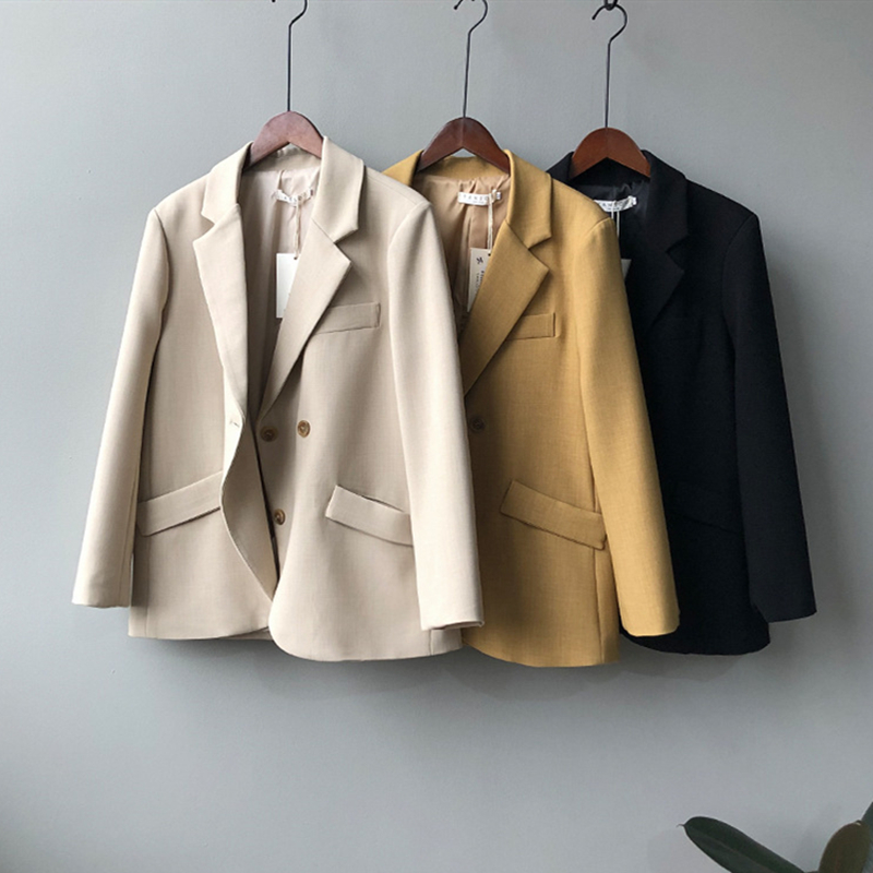 

FY001 Suit Jacket Korean version loose temperament design feeling small casual jacket spring and Autumn Retro, Beige