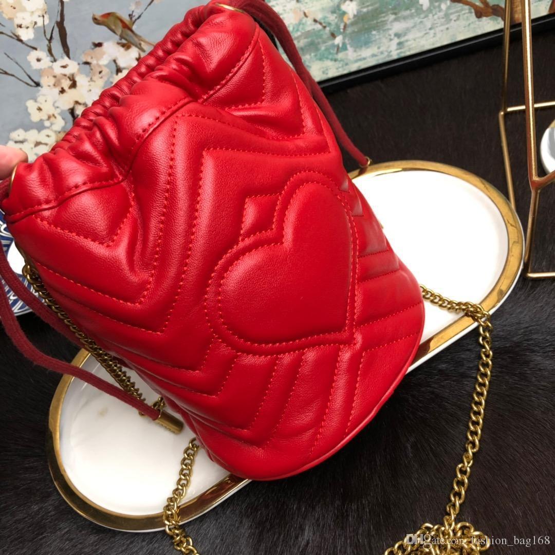 

Fashion Designer Woman Handbags High Quality Genuine Leather Cross body Bucket Bags Mini Strap Shoulder Drawstring Bags Love Purse Tote bags, Red