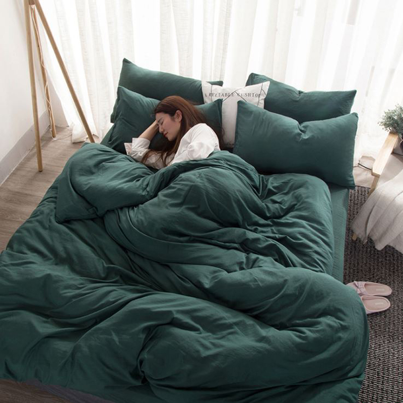 

Classic bedding set Bedding Set Family Include Bed Sheet Duvet Cover Pillowcase flat sheet No filler 2019 bed, Sky blue