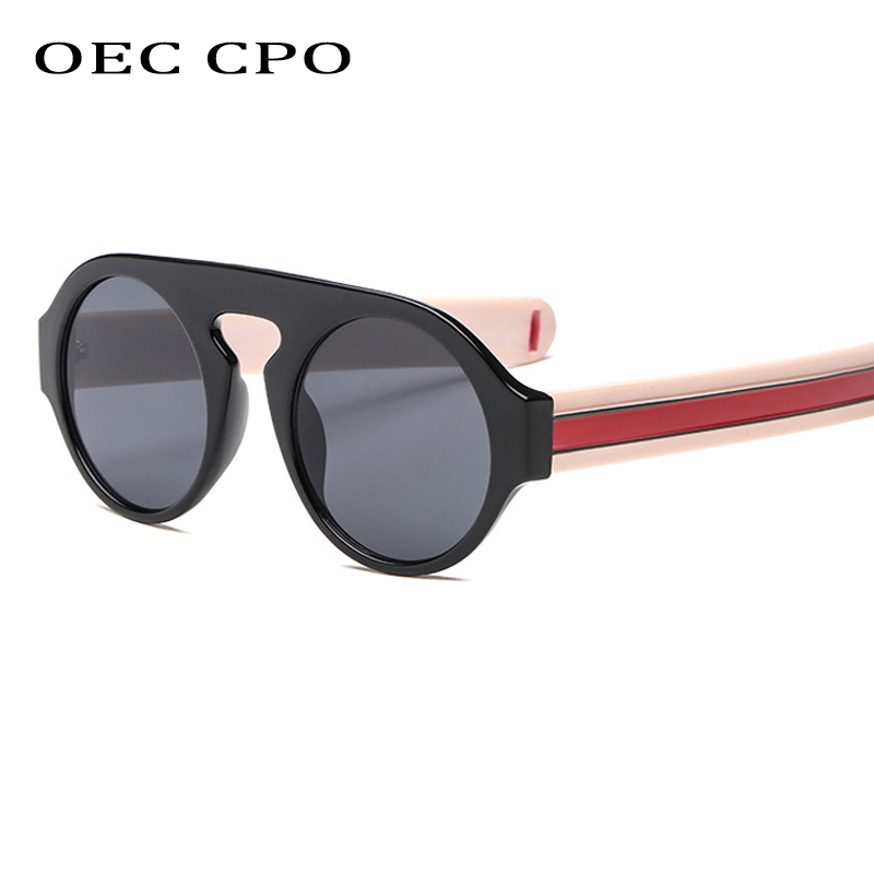 

OEC CPO Vintage Round Sunglasses Women Fashion Brand Designer Men Goggles Sun glasses Men Retro Shades Female Uv400 Oculos L96, White;black