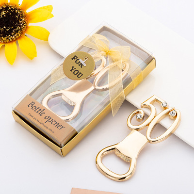 

2019 new beautiful birthday party gift / explosion gold number 15,50 wedding beer bottle opener / into the store to choose more styles
