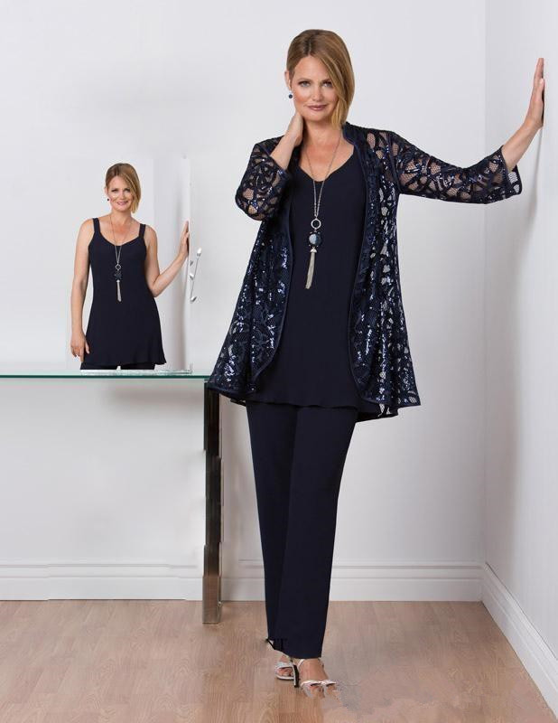 

Plus Size Three Pieces Lace Mother of the Bride Pant Suit Applique Mothers Suit with Lace Long Sleeves Jackets Mother's Party Formal Gowns, Black;red