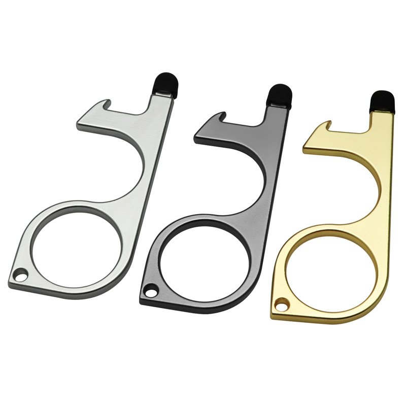 

Portable Epidemic Zero Contact Helper Elevator Door Opener Stick keychains Metal Tools No Touch Keep Safe Key Chains