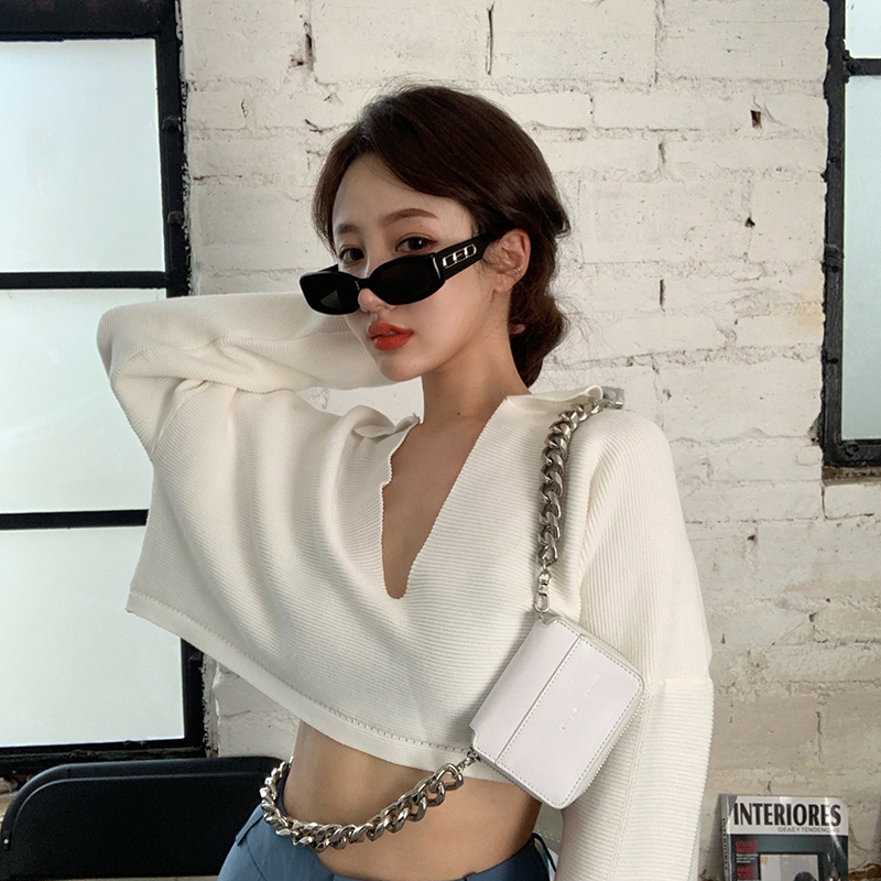 

Sexy! Show Your Abs Belly Crop Top Women Sweater Knitted Jumper Pullover Retro Pull Femme Jersey Mujer, Brown