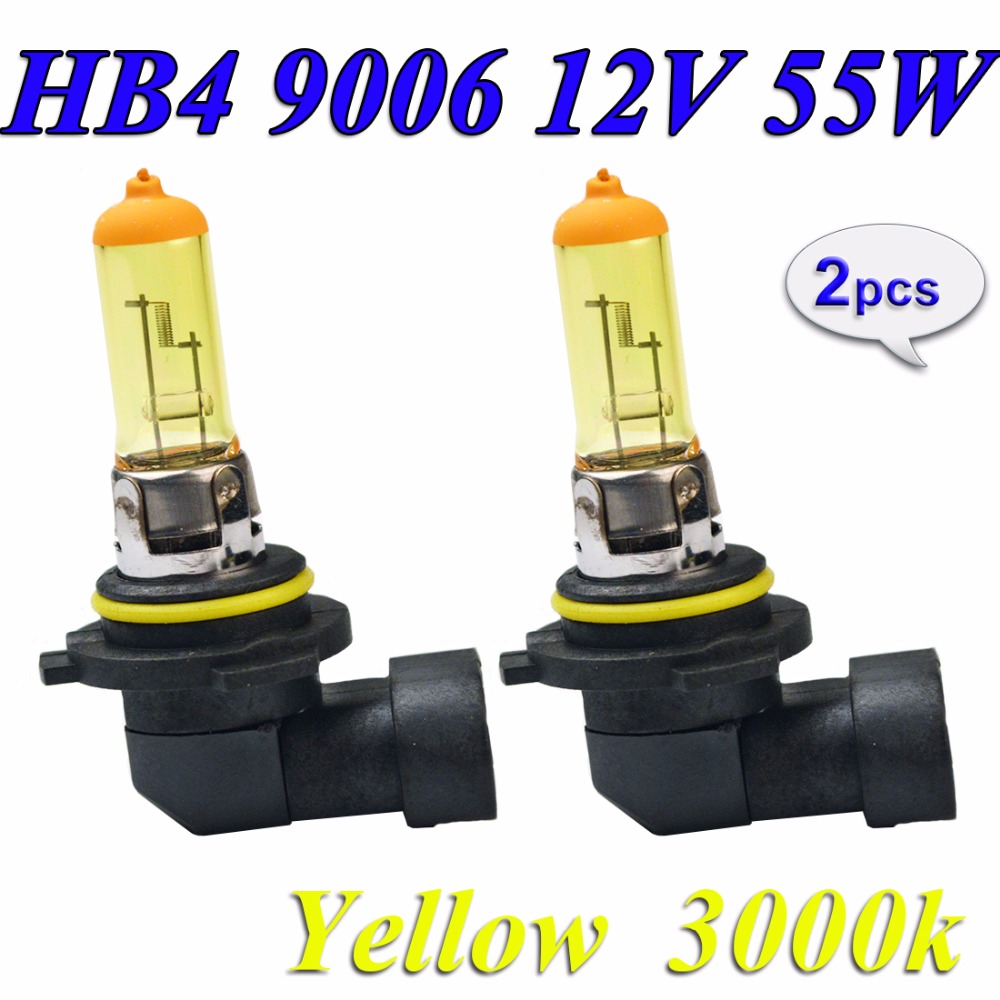 

flytop HB4 9006 2 PCS Yellow Halogen Lamp 12V 55W P22d 3000K Car HeadLight Bulb Quartz Glass