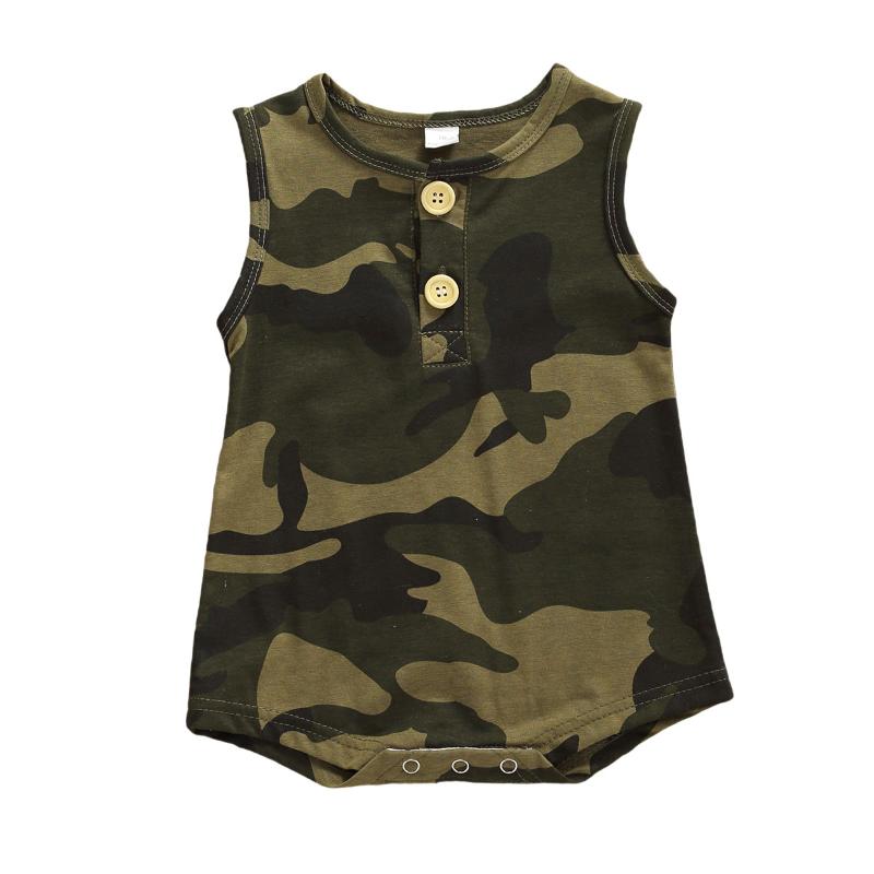 

0-24M Newborn Infant Baby Boy Girl Rompers Sleeveless Camo Jumpsuit Summer Toddler Baby Cotumes Clothes, As pic