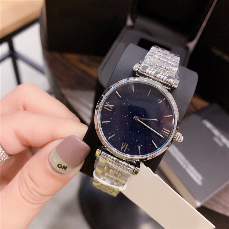 

Famous Designer Women watch Fashion Starry Sky Dial watches Stainless steel Lady Quartz High Quality relogio masculine Silver Nice Dropshipp, Slivery;brown