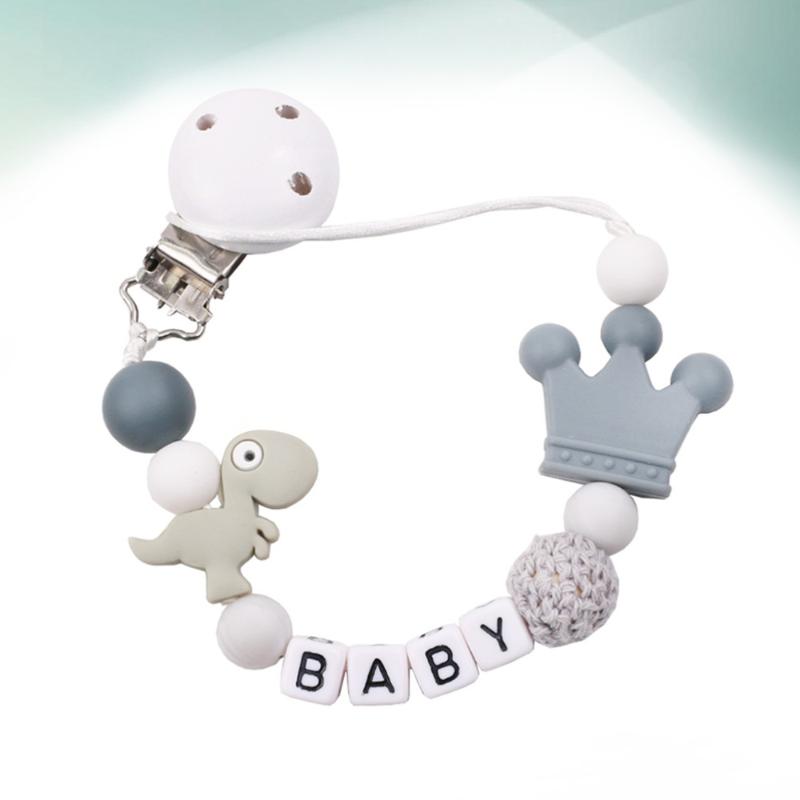 

1Pc Baby Pacifier Chain Silicone Infant Soother Pacifier Chain Baby Teether Ring Anti-drop Strap Clip (Grey