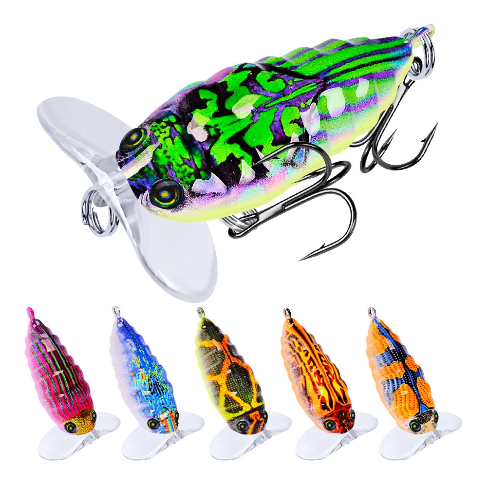 

6-color 4cm 4g Cicada Plastic Hard Baits & Lures Fishing Hooks 8# Hook Artificial Bait Pesca Fishing Tackle Accessories