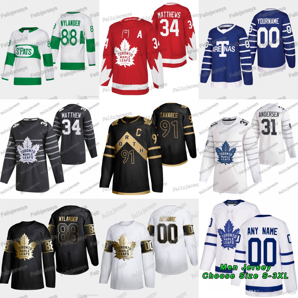 

2020 New Toronto Maple Leafs Jack Campbell Kyle Clifford Auston Matthews William Nylander Mitch Marner John Tavares Frederik Andersen Jersey, Black;red