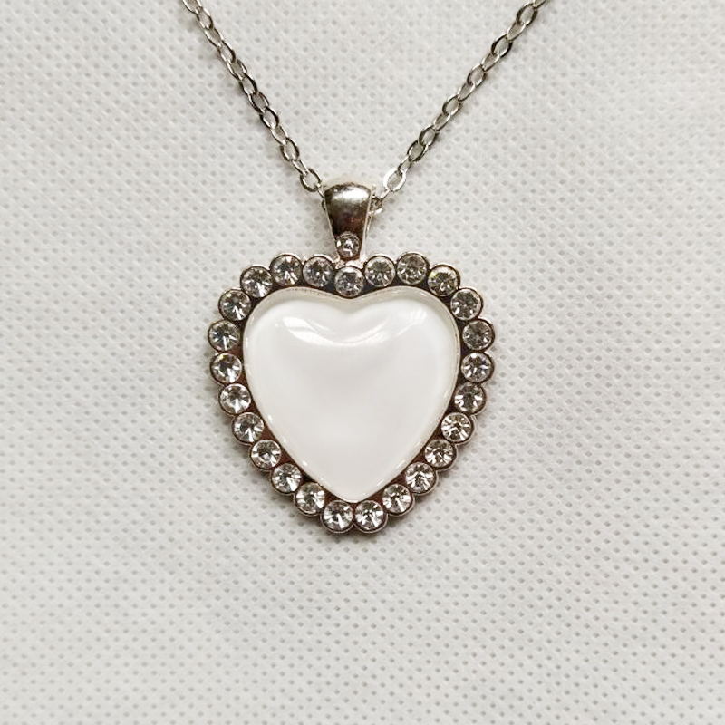 

50 Pcs/Lot Heart shape Sublimation Necklace With Crystal Best Promotion Gifts Custom Jewelry Necklace For Daily Ware