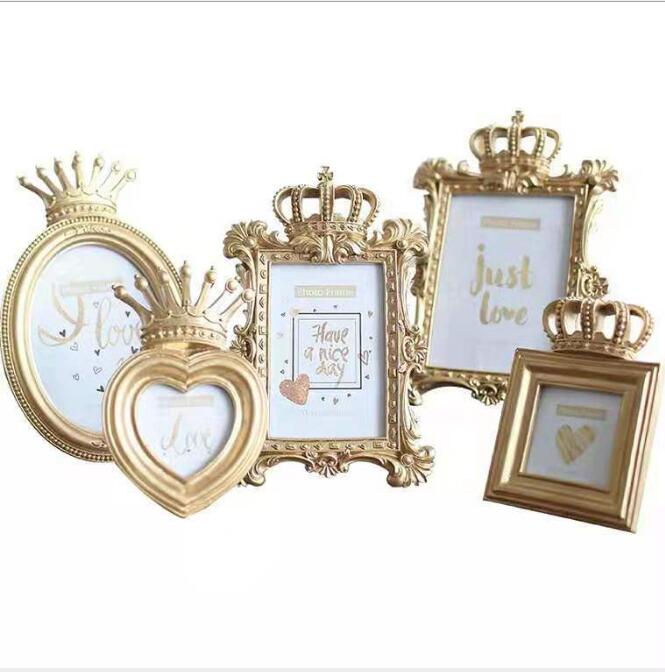 Gold Frames European style retro cinema golden crown photo frame creative combination resin photos decoration crafts-image-519643549