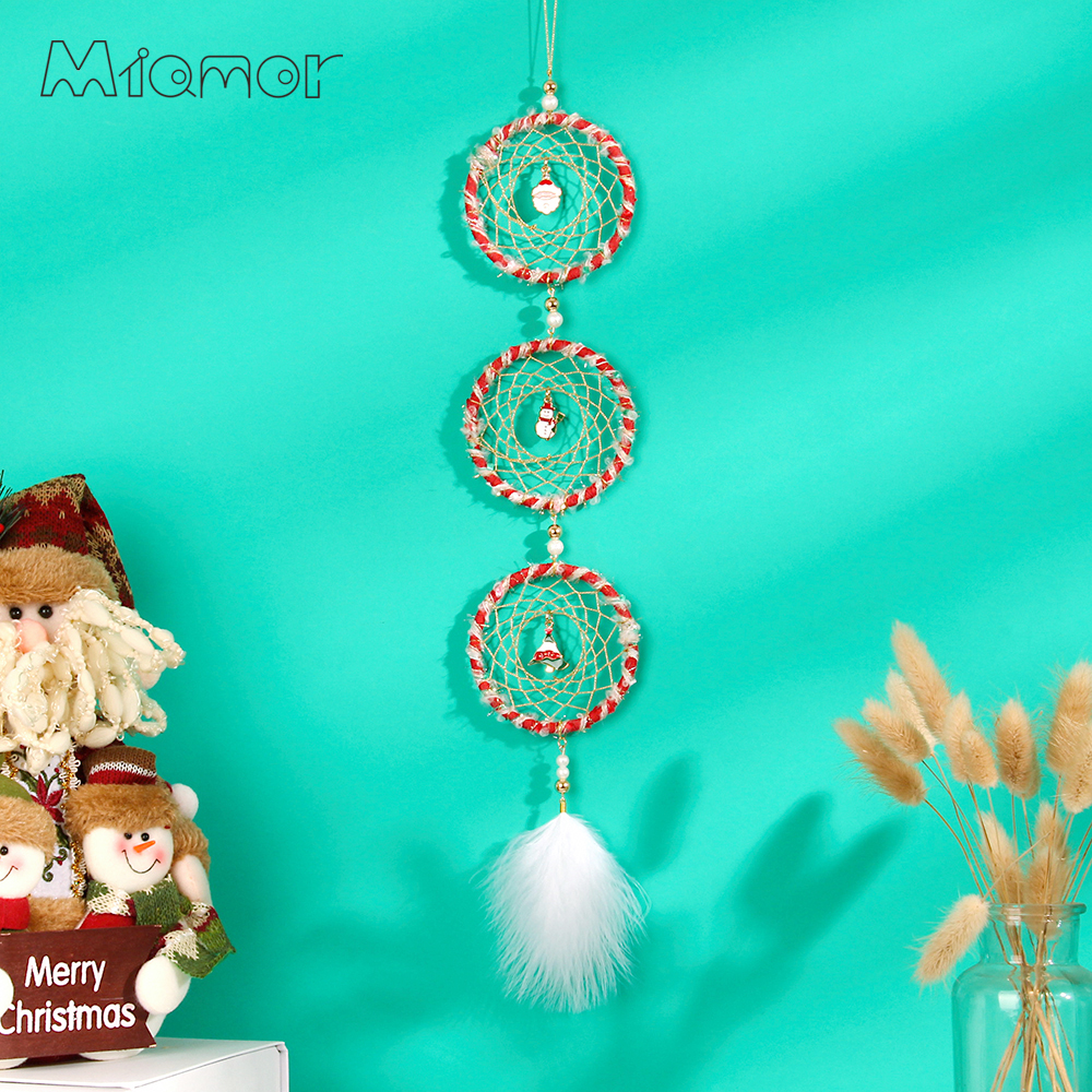 

MIAMOR Christmas Theme Santa Claus & Snowman & Christmas Tree Dreamcatcher Home Wall Decoration Accessories Ornament Amor0803