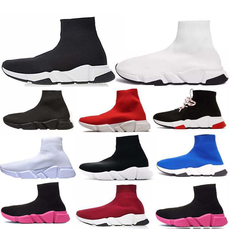 

Hot Sale Women Mens Sock Speed Trainer Shoes Sneakers Knitting Slip-on High Quality Casual Walking Shoe Comfort All Black Chaussures, 23