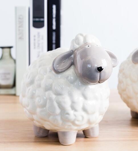 

Nordic ins modern minimalist style Creative home personality bedroom room small display small sheep ceramic piggy bank