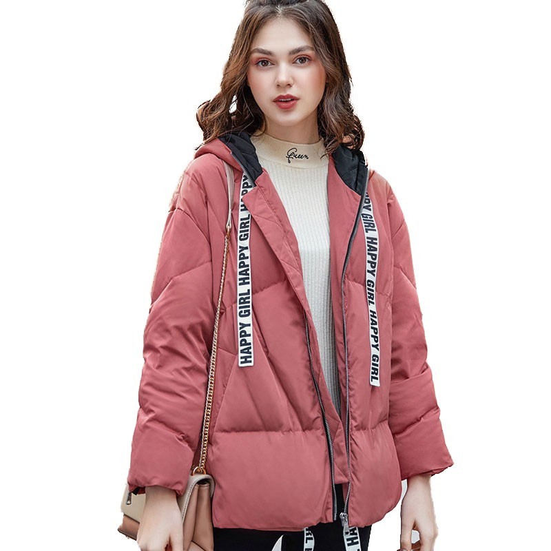 

Winter Short Hooded Down Jacket Female Thick Warm Coat 2018 New Personality White Duck Feather Upper Outer Garment Women HJ112, Pink