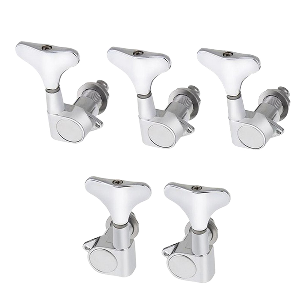 

5 Pack of Lock Guitar String Tuning Pegs Keys All Right Guitar Machine Heads Knobs for Electric Guitar(Silver)- 2L3R