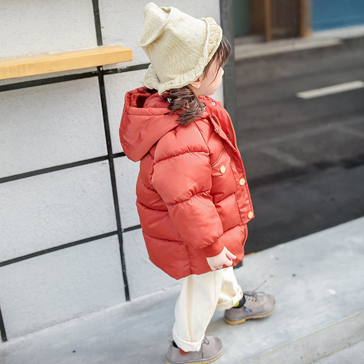 

Kids Designer Down Jacket Boys and Girls Medium and Long Section Coat Baby Thick Hooded Jacket Solid Color Down Coat 2019 Winter, Black