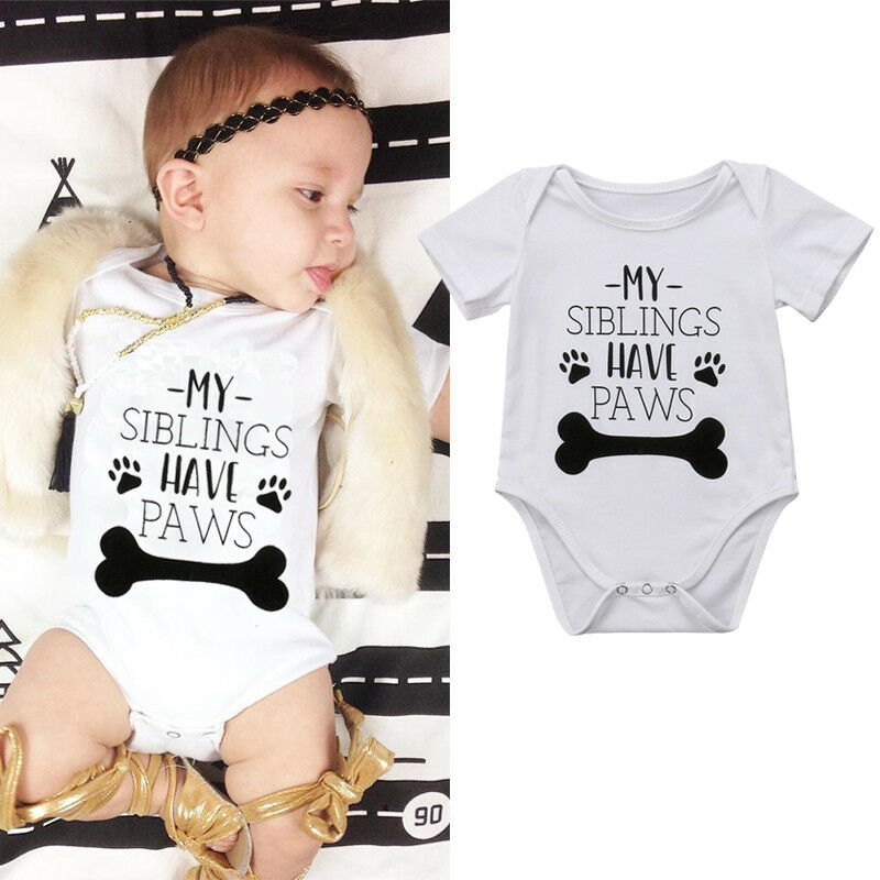 

Newborn Infant Baby Boy Girls Funny Print Jumpsuit Clothes Outfits, As pic