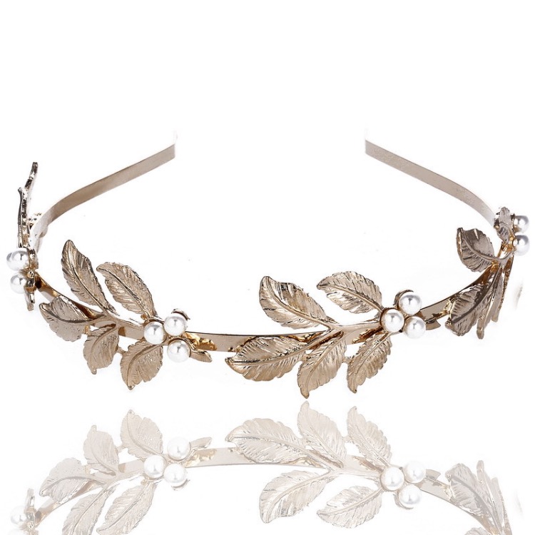 

Pearl Leaves Headbands Gold Leaf Headband Alloy Baroque Designer Bridal Headwear Hair Accessories Fashion Women Jewelry