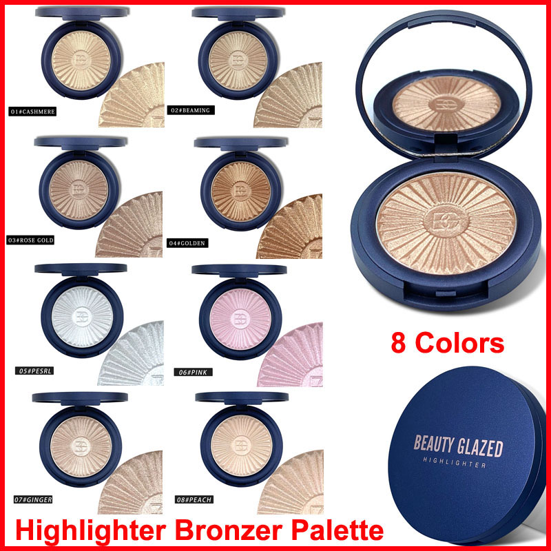 

Beauty Glazed Highlighter Powder Palette Bronzer Contour Glow Eyeshadow Blusher Makeup Face Shimmer Skin Brighten Illuminator 8 Colors Hot
