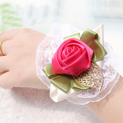 

Artificial Silk wrist Afestival party banque Wedding decorations and wrist flower brides dress up as small gifts, Beige