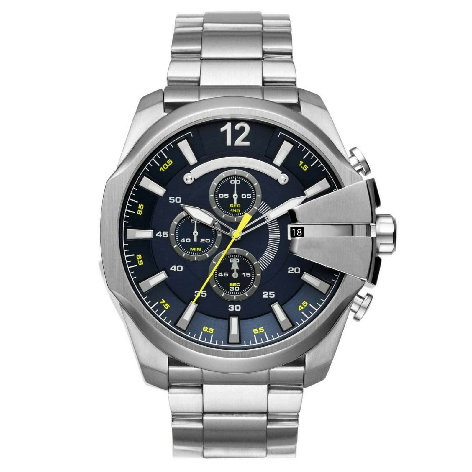 

Hot sell Men's Silver Bracelet Chronograph 51mm Grey Dial Grey Metal Bracelet Watch DZ4466+4465, 4466