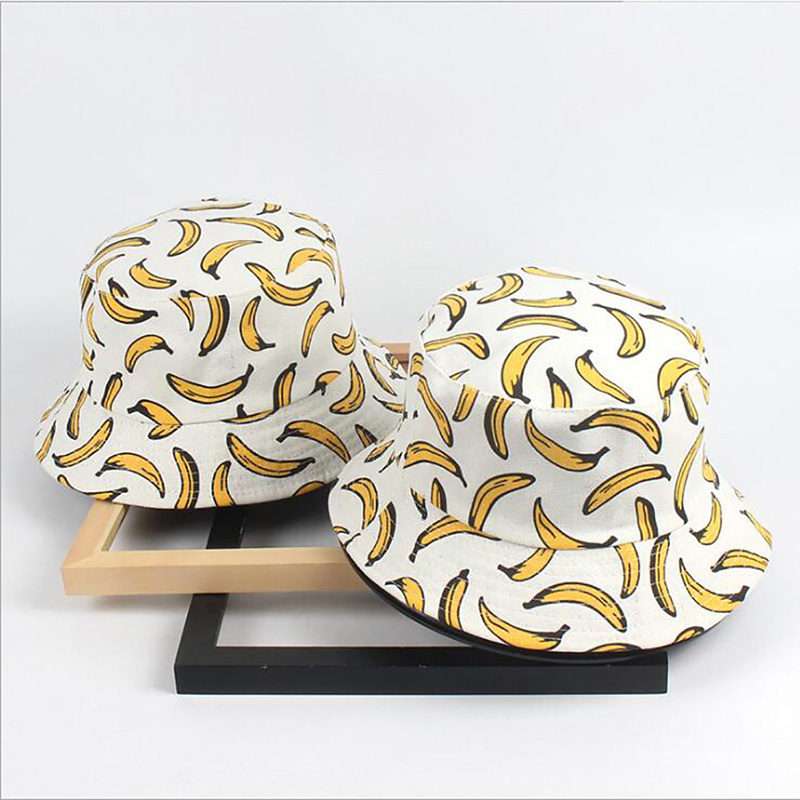 

Popular Fashion NEW Girl Baby Banana 3D Print Bucket Hat Summer Hip Hop Cap High Quality Panama Fishing Beach, White
