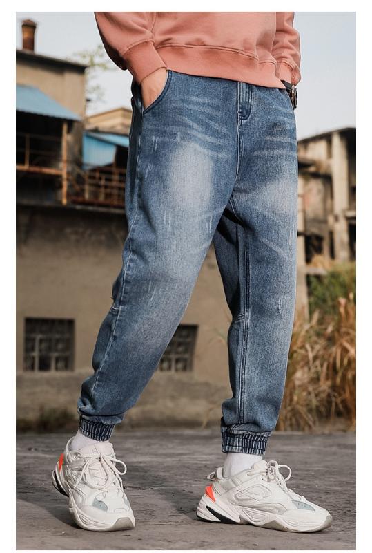 

Obrix Male Casual Shortened Length Jeans Mid Waist Ankle Lenght Trendy Young Style Jeans For Men, Black