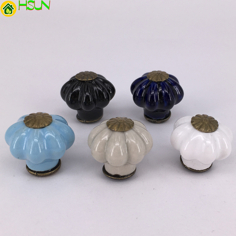 

10PCS Small Pumpkin Ceramic Kitchen Cabinet Knobs Cupboard Pulls Closet door Dresser Drawer Knobs Handles