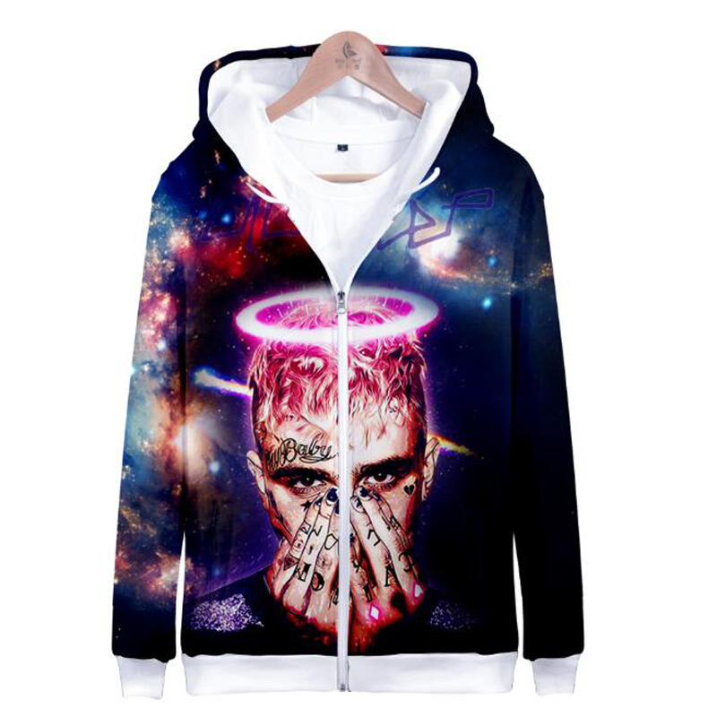 

Rapper Lil Peep Winter Mens Jacket and Coats Rap Hiphop LilPeep 3D Print Pocket Hooded Sweatshirts Cry Baby Hood Hip Hop Hoddie, Black