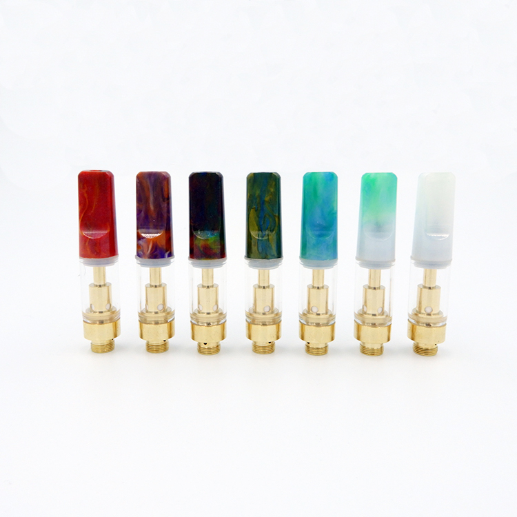 

Screw Mouth Vape Cartridges 0.5 1.0ml Glass Tank Vaporizer Dazzling Gold Resin Tip Vape Carts With 2.0mm Intake Hole
