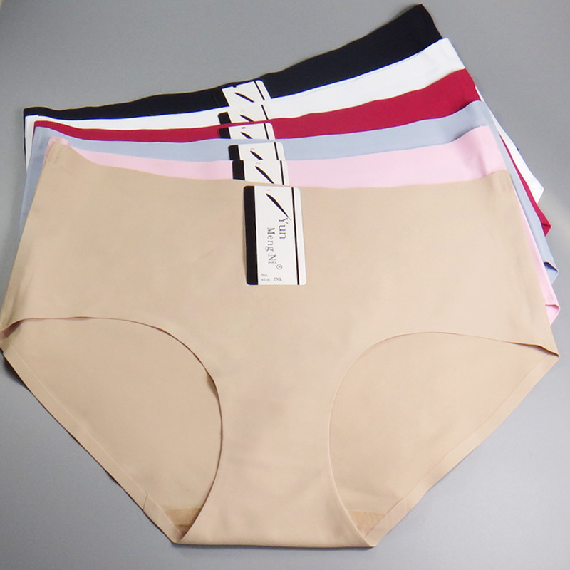 

Free Shipping 4pcs/lot Big yards 2XL/3XL/ plus size Ice silk seamless women's underwear One-piece briefs lady panties 89137, Mix colors