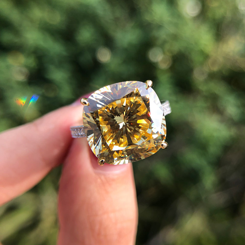 

Top quality Square Zircon Princess ring Real 925 Sterling Silver Sparkling yellow white pink CZ Engagement Wedding jewelry