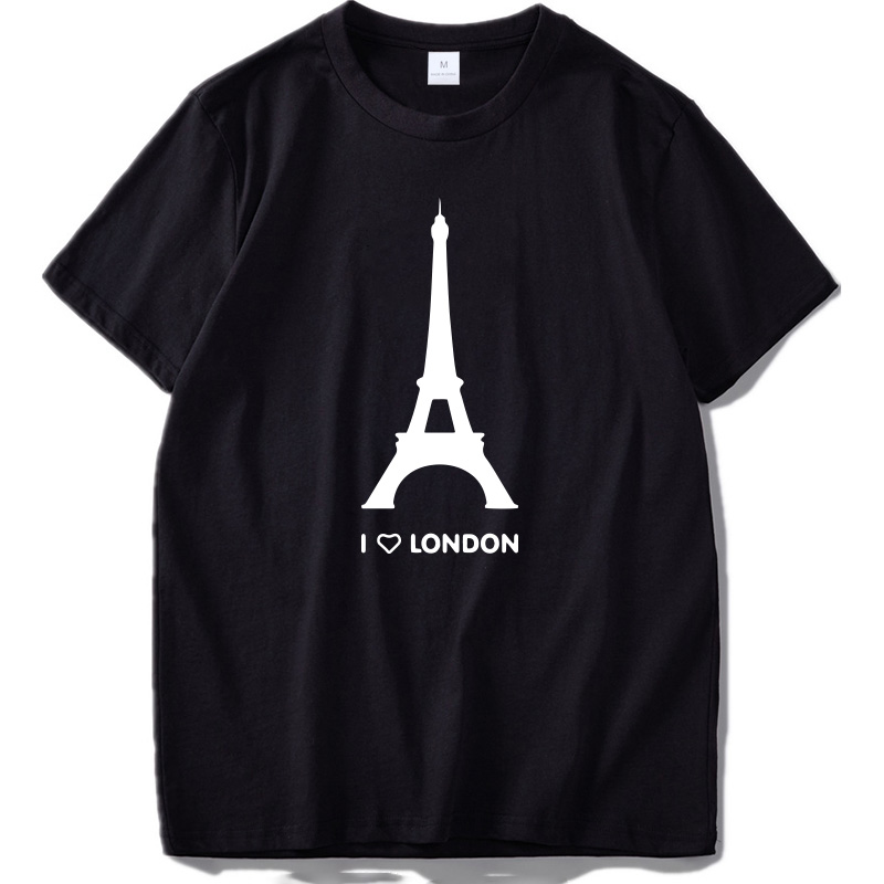 

2019 New I Love London T shirt Funny Eiffel Tower Romantic Design Fashion Tshirt Homme Cotton Soft Hipster, Design 7