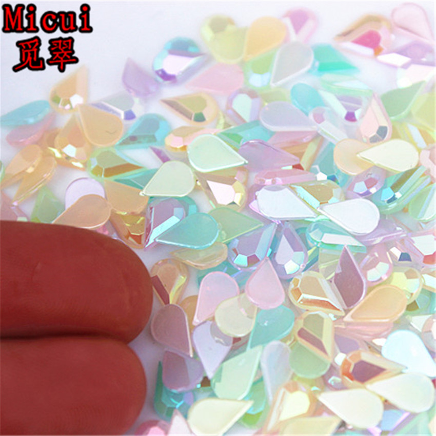 

Micui 500pcs 4*6mm jelly Color Drop Flat Back Acrylic Rhinestones Crystal Stones Non Sewing for Nail Art Clothes DIY DH760, Black