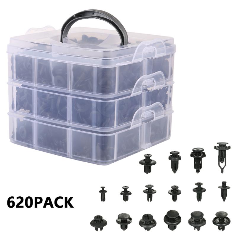 

620Pcs Auto Fastener Clips Mixed Car Fasteners Universal Door Trim Panel Bumper Rivet Retainer Push Engine Cover Fender with Box
