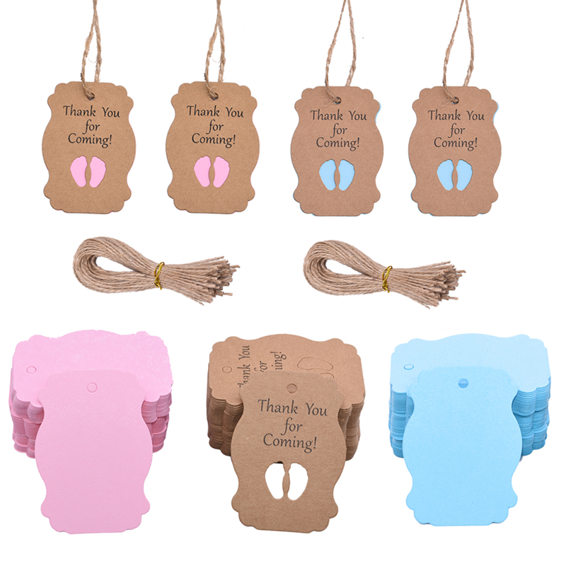 

50pcs/lot 'Thank You For Coming' Kraft Paper Tags With Jute Rope Kids Birthday Party Gift Decor DIY Candy Box Labels Baby Shower
