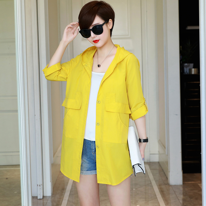 

Size Women's Windbreaker Plus 6xl 7xl Trench Coat Female Casual Hooded Thin Long Ladies Coats Casaco Feminino KJ227, Red