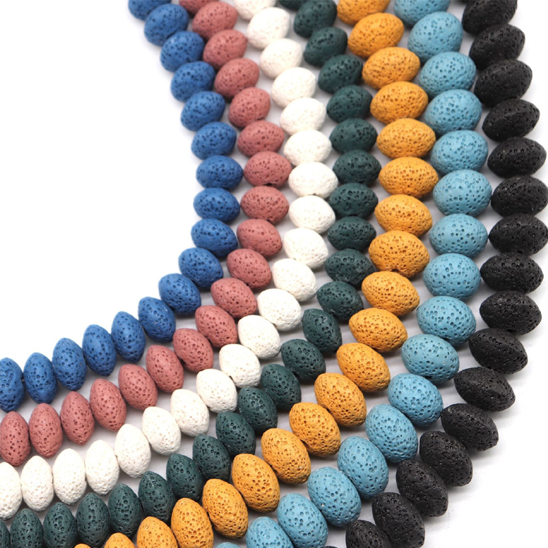 

8x13mm Loose Spacer Lava Stone Beads For Jewelry Making DIY Colorful Volcanic Rocks Stone Abacus Heishi Beads Fit Bracelet 15''