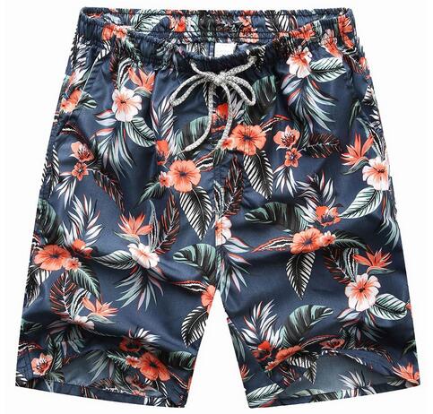 

2020 new summer men's cotton and beach pants casual loose print beach pants surf fast dry 5-point shorts, Black