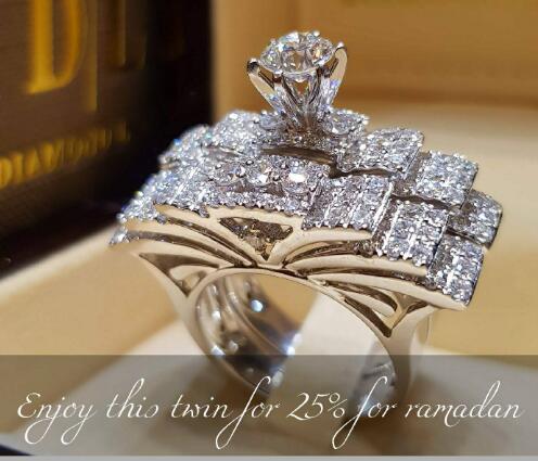

Rings Wholesale Ailend accepts custom jewelry crystal ring set European and American inlaid rhinestone fashion pair ring female party gift